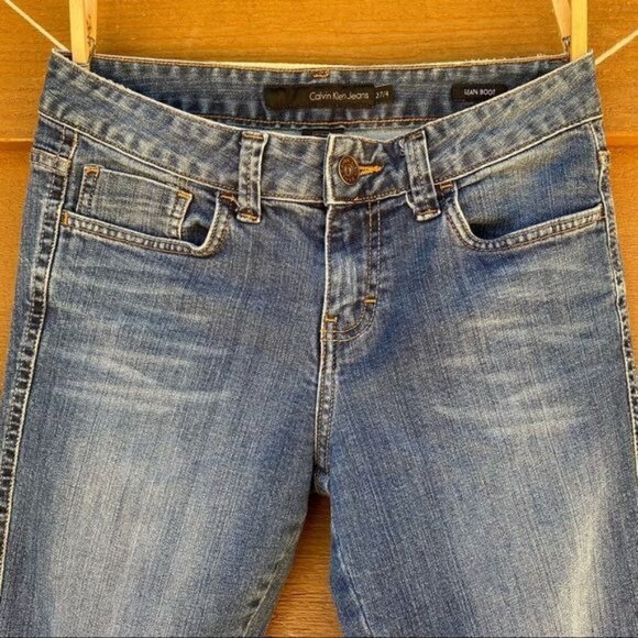 Calvin Klein Jeans Lean Boot Button Pockets Blue Jeans Size 27/4 - Picture 4 of 12